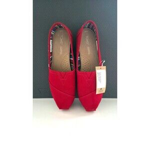 TOMS Alpargata Red Canvas Slip-On Shoes Women’s 8.5 NWT